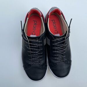 Plae Mulberry Black Red Full Grain Leather Unisex Casual Sneakers 7 W 5.5 M